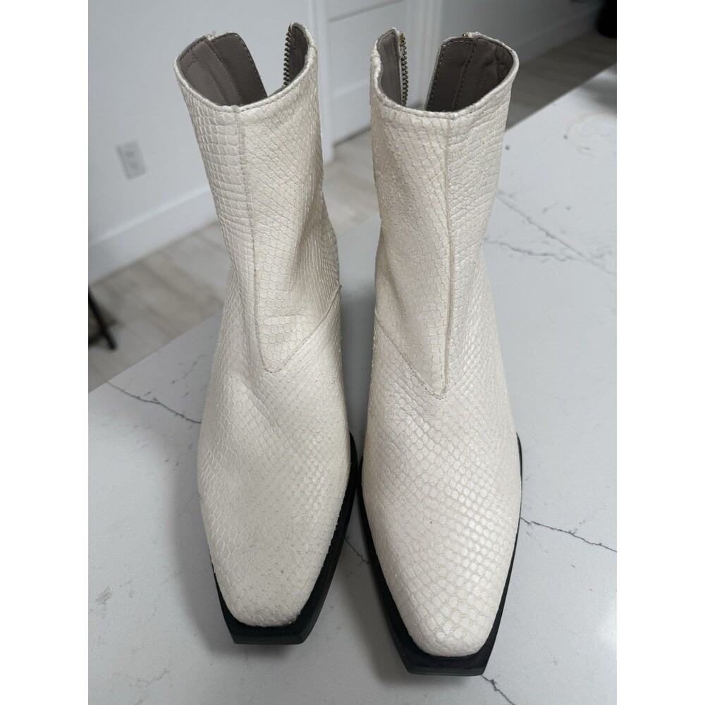 Women All Saints Pointed Toe Lenora White Snakes Skin Booties Size 37 brand New - Picture 7 of 16